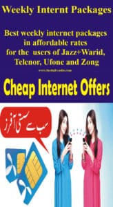 Weekly Internet Packages by Jazz+Warid, Telenor, Ufone and Zong