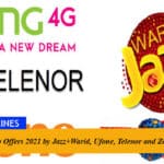 SIM Lagao Offers 2021 by Jazz+Warid, Ufone, Telenor and Zong